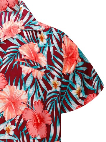 King Kameha Shirt 'Tropical Hibiscus' in Rot