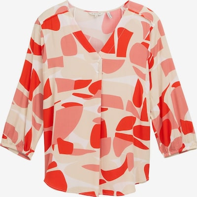 TOM TAILOR Bluse in champagner / rot / melone / offwhite, Produktansicht