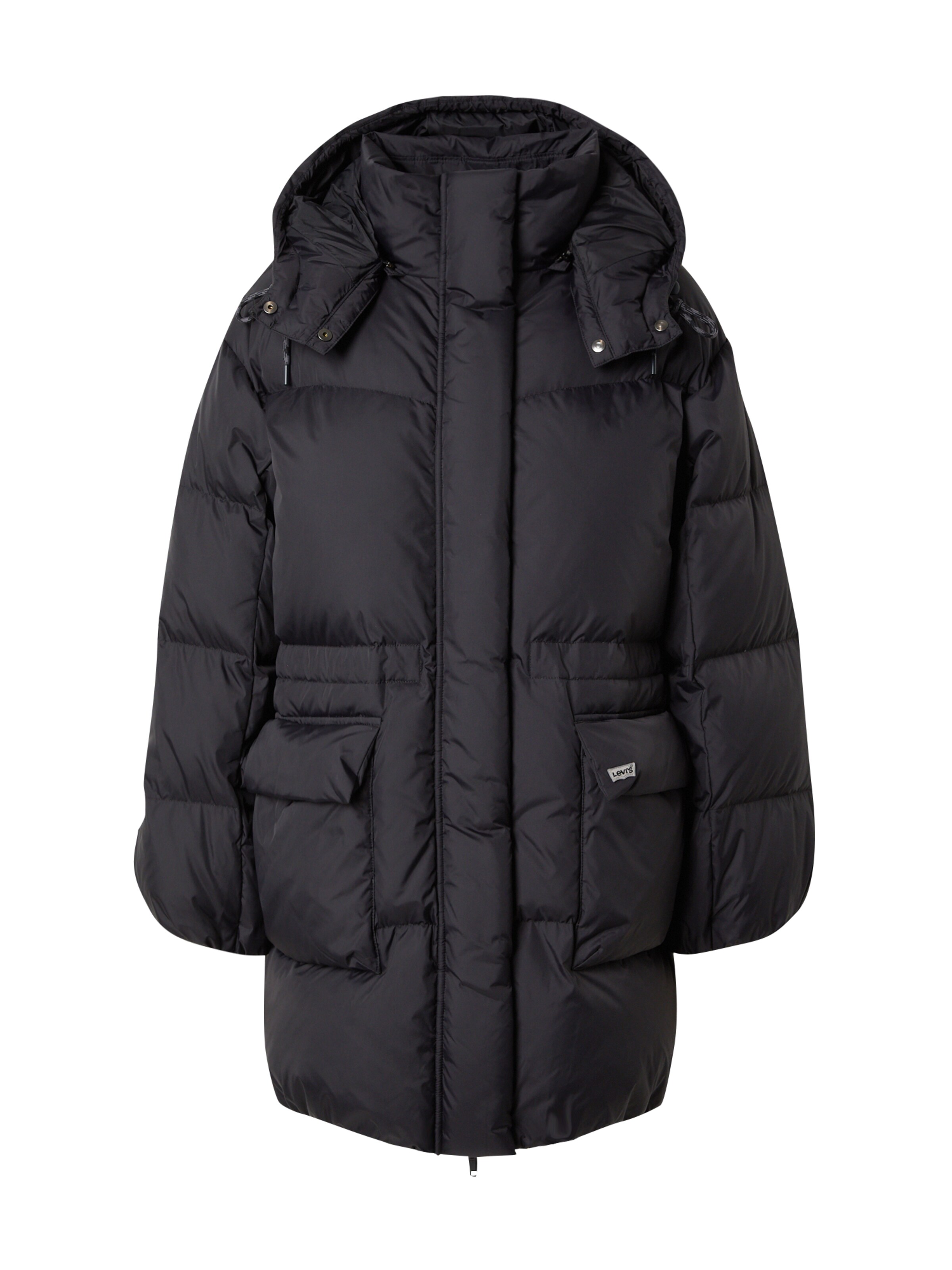 Bubble Levis Daunenmantel Schwarz Short Puffer Levis Felljacke