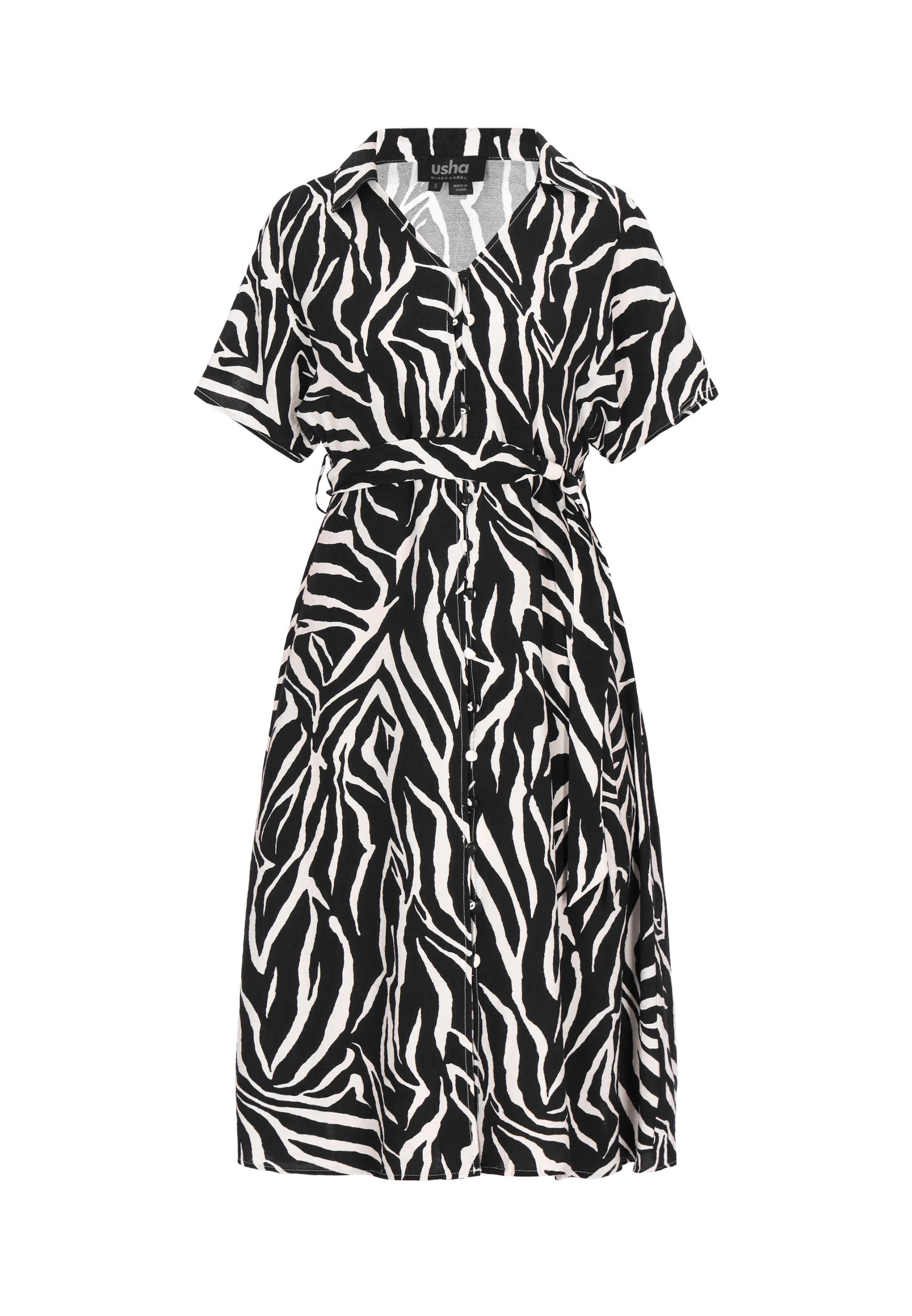 Robe-chemise 'Classic' usha BLACK LABEL en noir : devant