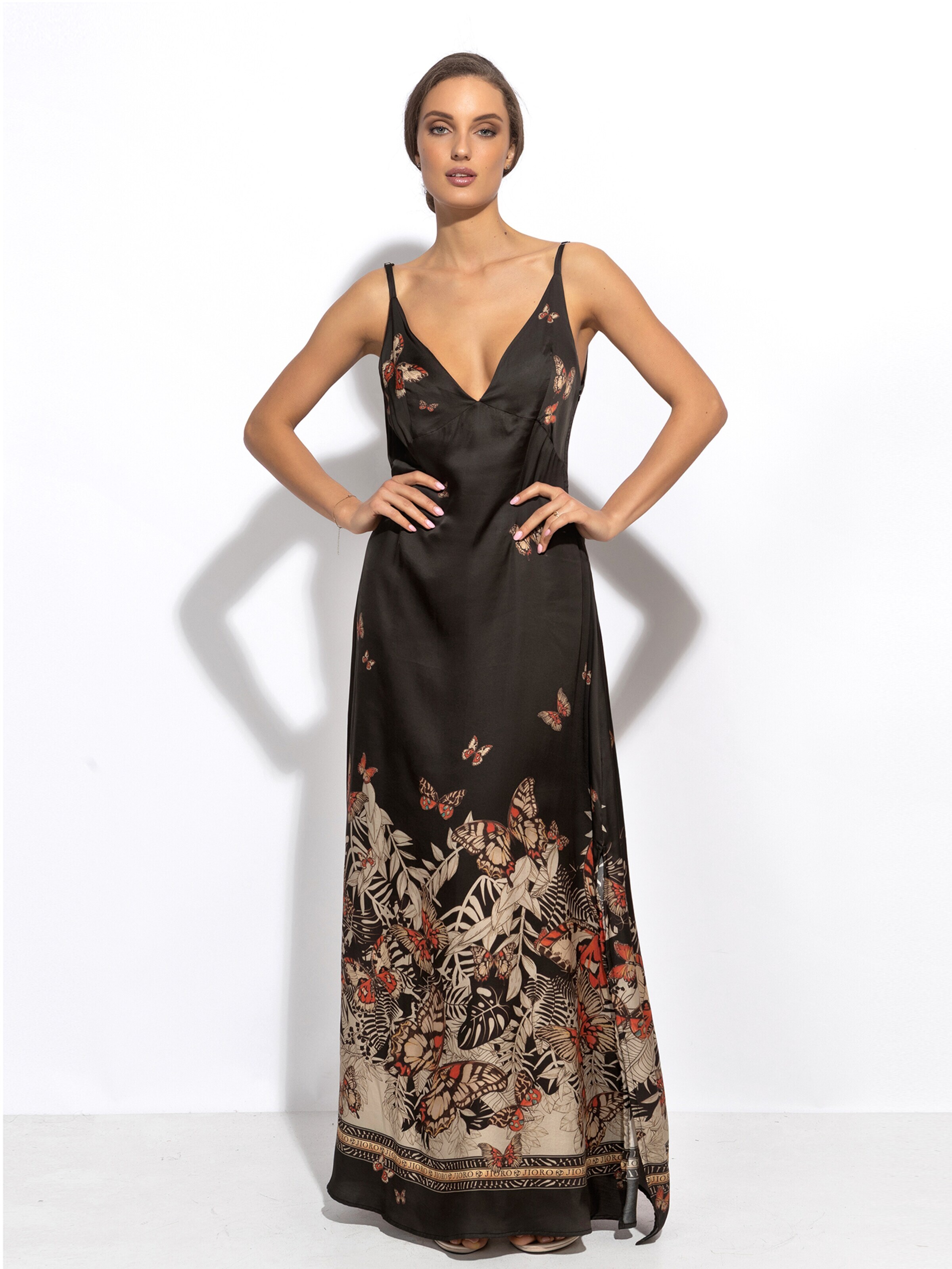 JIORO Dress 'MIDNIGHT BUTTERFLIES' in Black