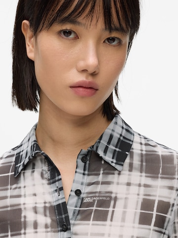 juoda KARL LAGERFELD JEANS Palaidinė 'Check Mesh'