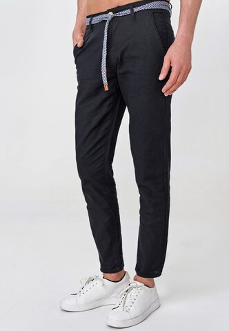 Coupe slim Pantalon chino 'Bryne' INDICODE JEANS en noir : devant