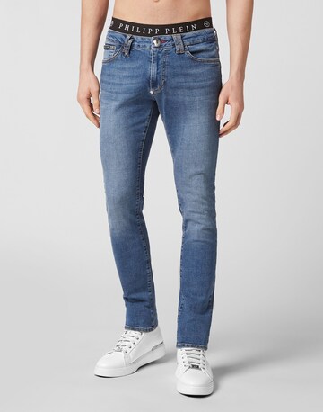 Philipp Plein - Slimfit Calças de ganga em azul: frente