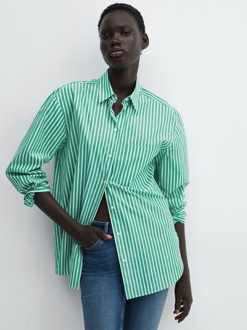 MANGO Blouse 'JUANES' in Groen: voorkant