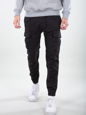 ALPHA INDUSTRIES Tapered Cargo trousers 'Airman' in Black: front