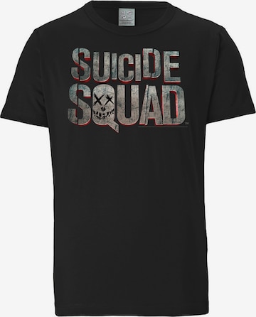 LOGOSHIRT T-Shirt 'Suicide Squad Logo' in Schwarz: predná strana