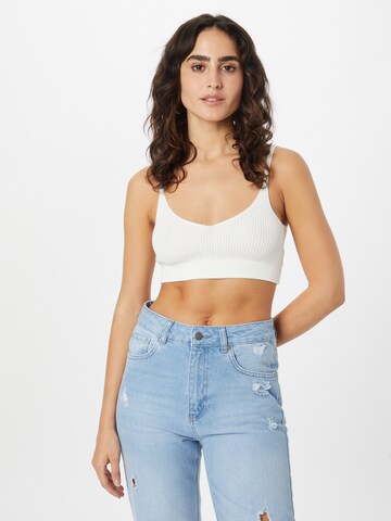 Nasty Gal - Bustier Top de punto en blanco: frente