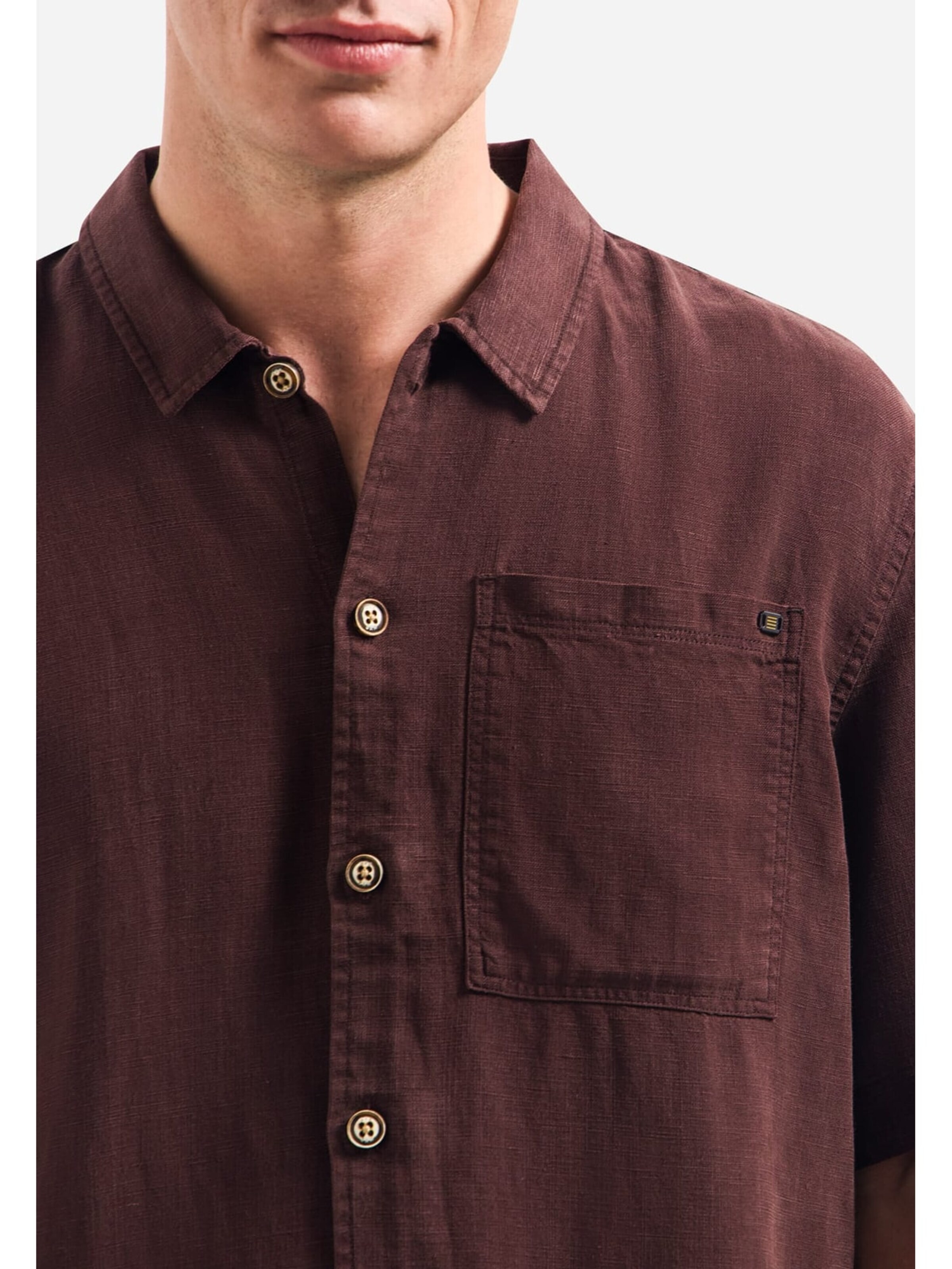 No Excess Comfort fit Button Up Shirt in Brown