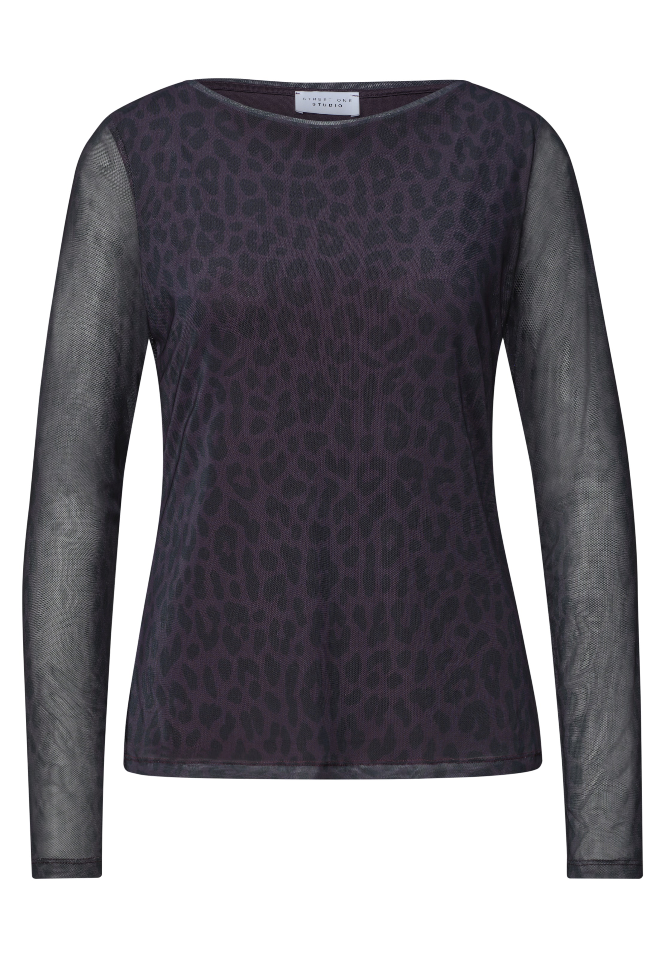 Street One Studio Langarm Shirt aus Mesh mit Print in Lila: Vorderseite