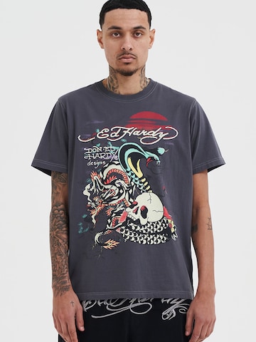 Ed Hardy T-Shirt in Grau: Vorderseite