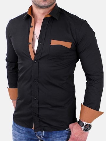 Reslad Slim fit Button Up Shirt 'RS7205' in Black