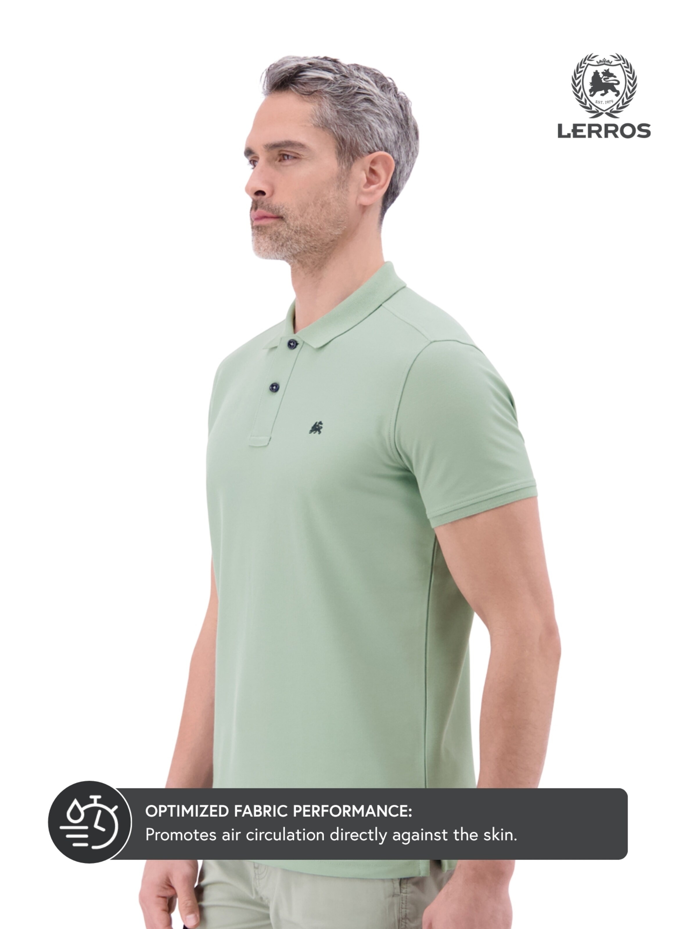 LERROS Poloshirt, COOL & DRY und Logo-Stitch in Grün