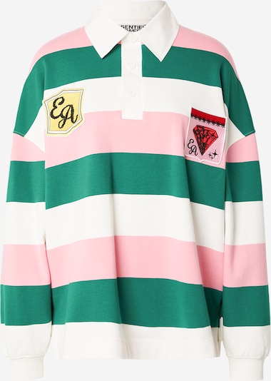 Essentiel Antwerp Sweater majica 'Joueur' u zelena / roza / bijela, Pregled proizvoda