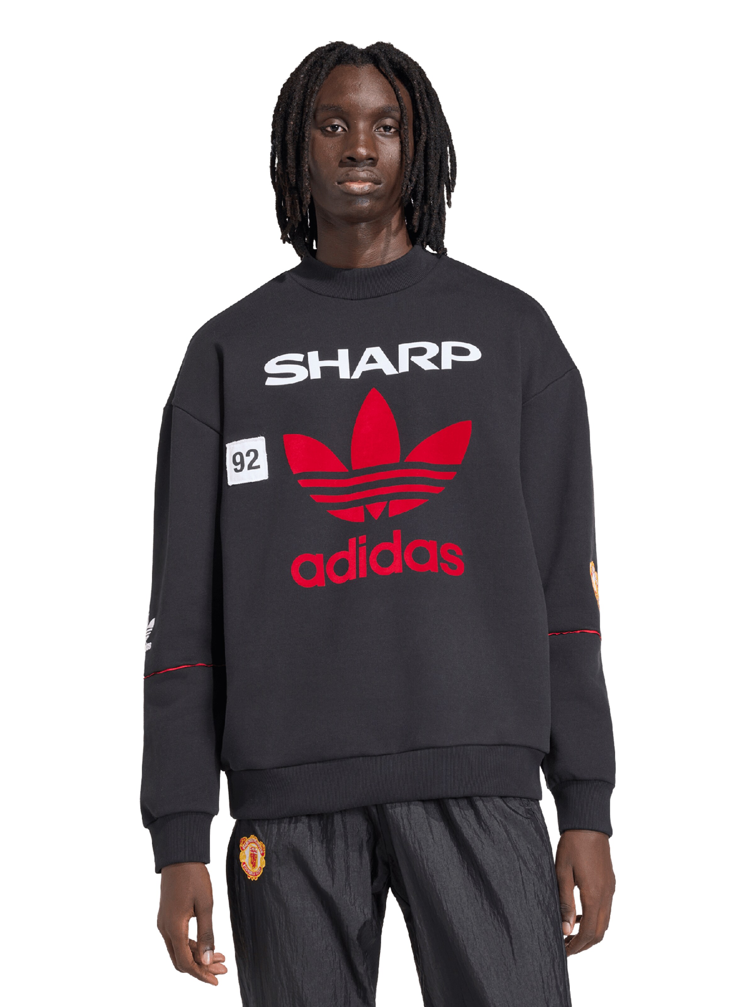 juoda ADIDAS PERFORMANCE Sportinio tipo megztinis 'MUFC 90': priekis