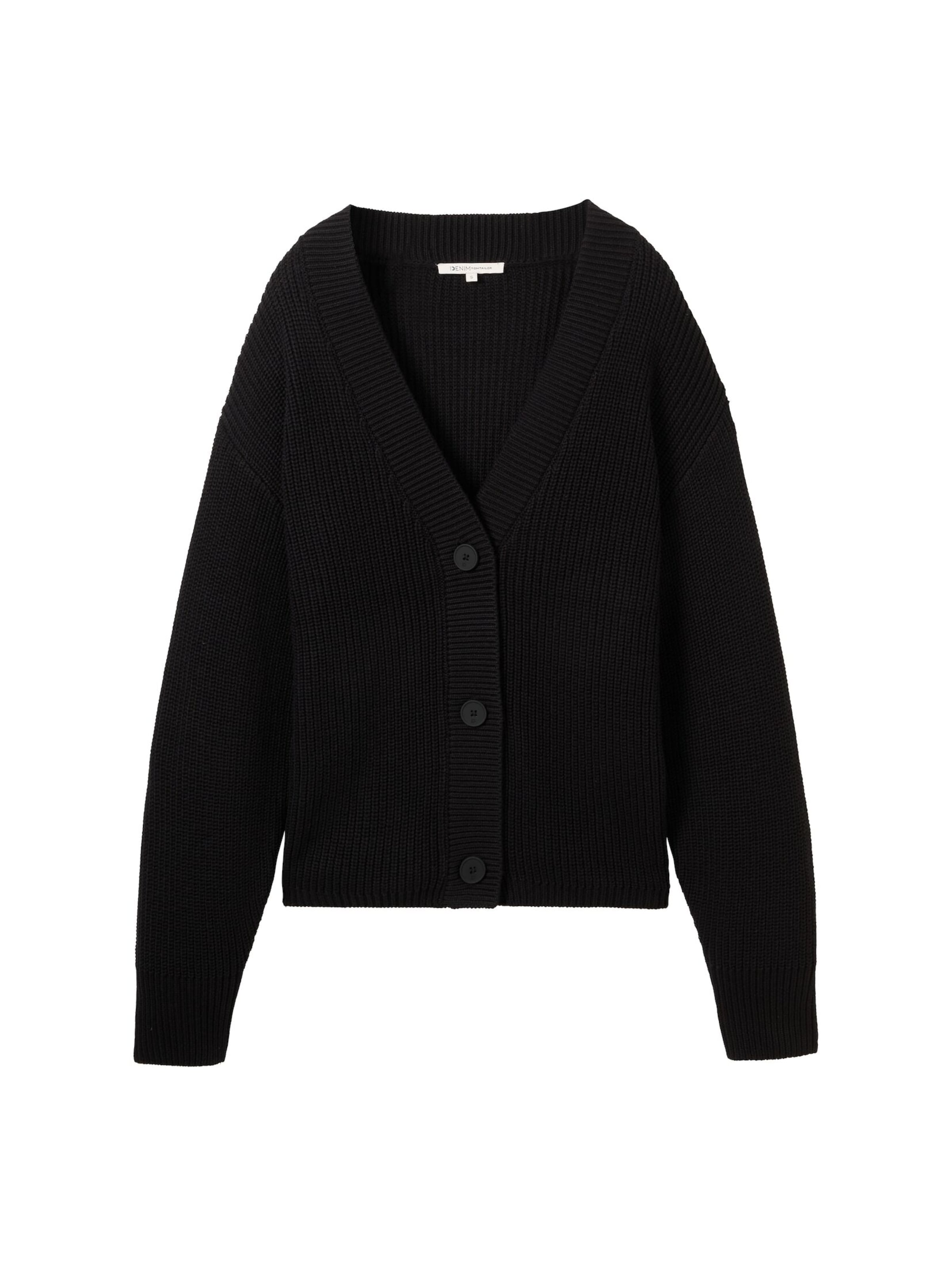 TOM TAILOR DENIM Knit Cardigan in Black: front