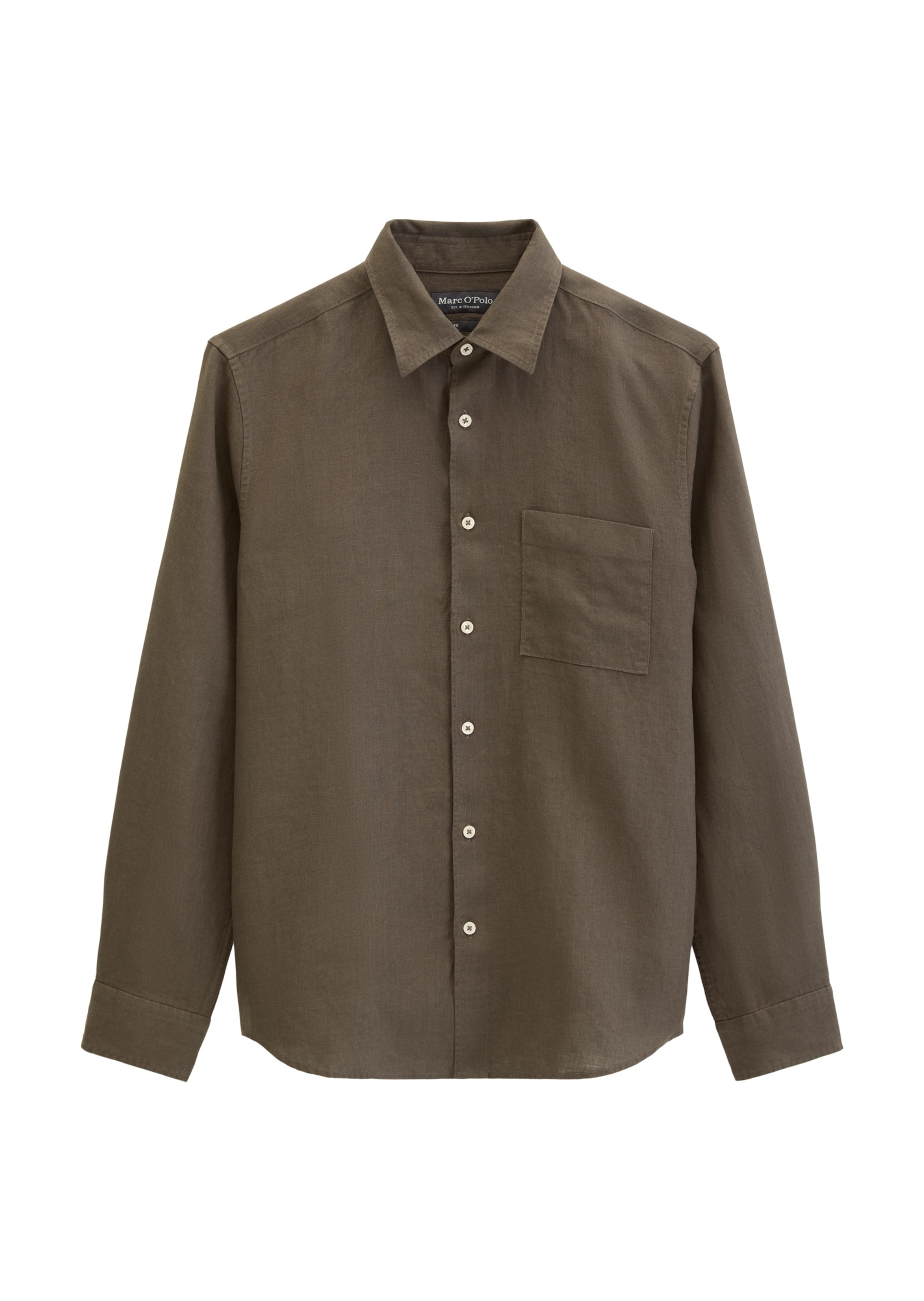 Marc O'Polo Button Up Shirt in Brown: front