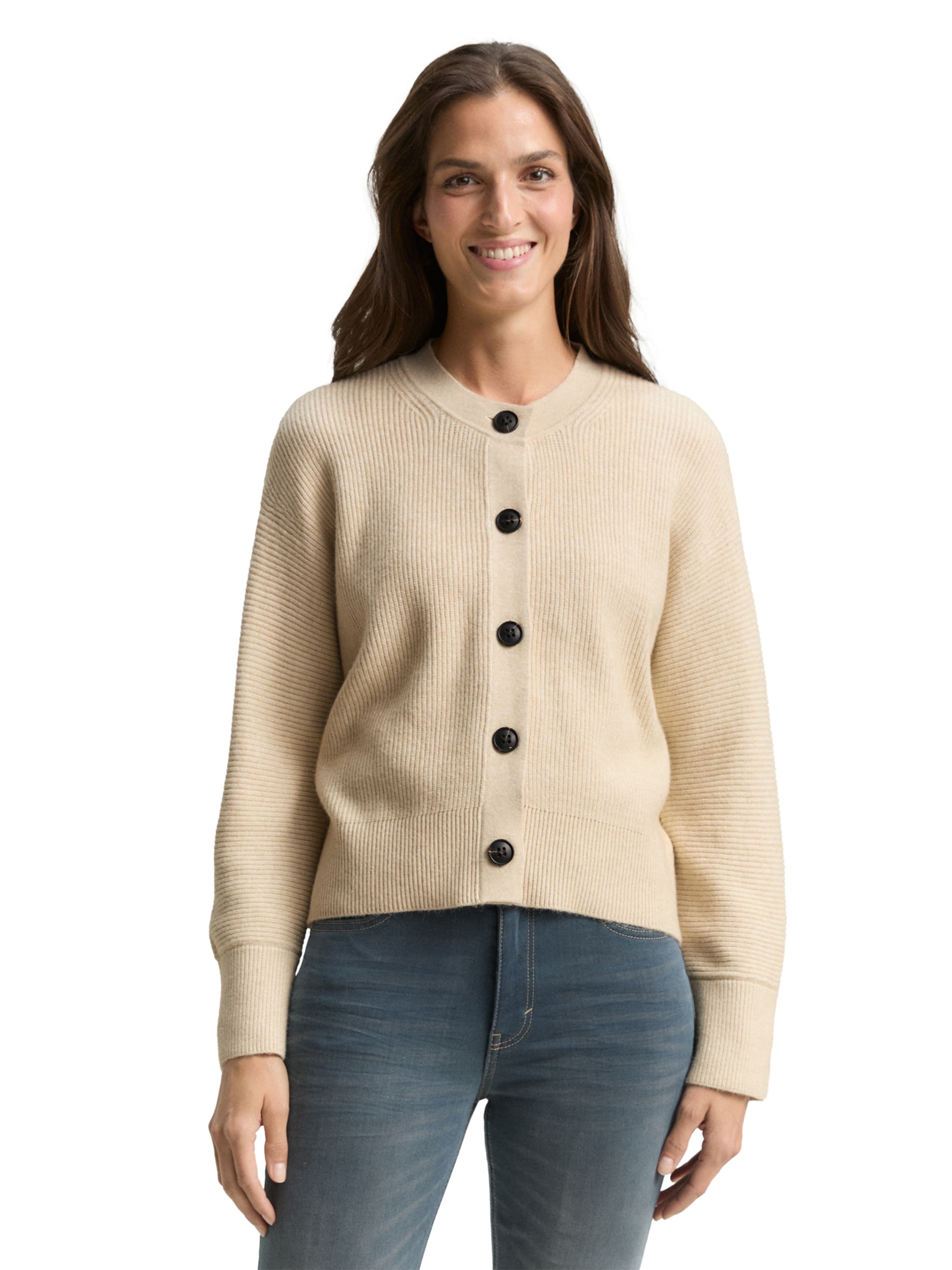 TOM TAILOR Strickjacke in Beige: Vorderseite