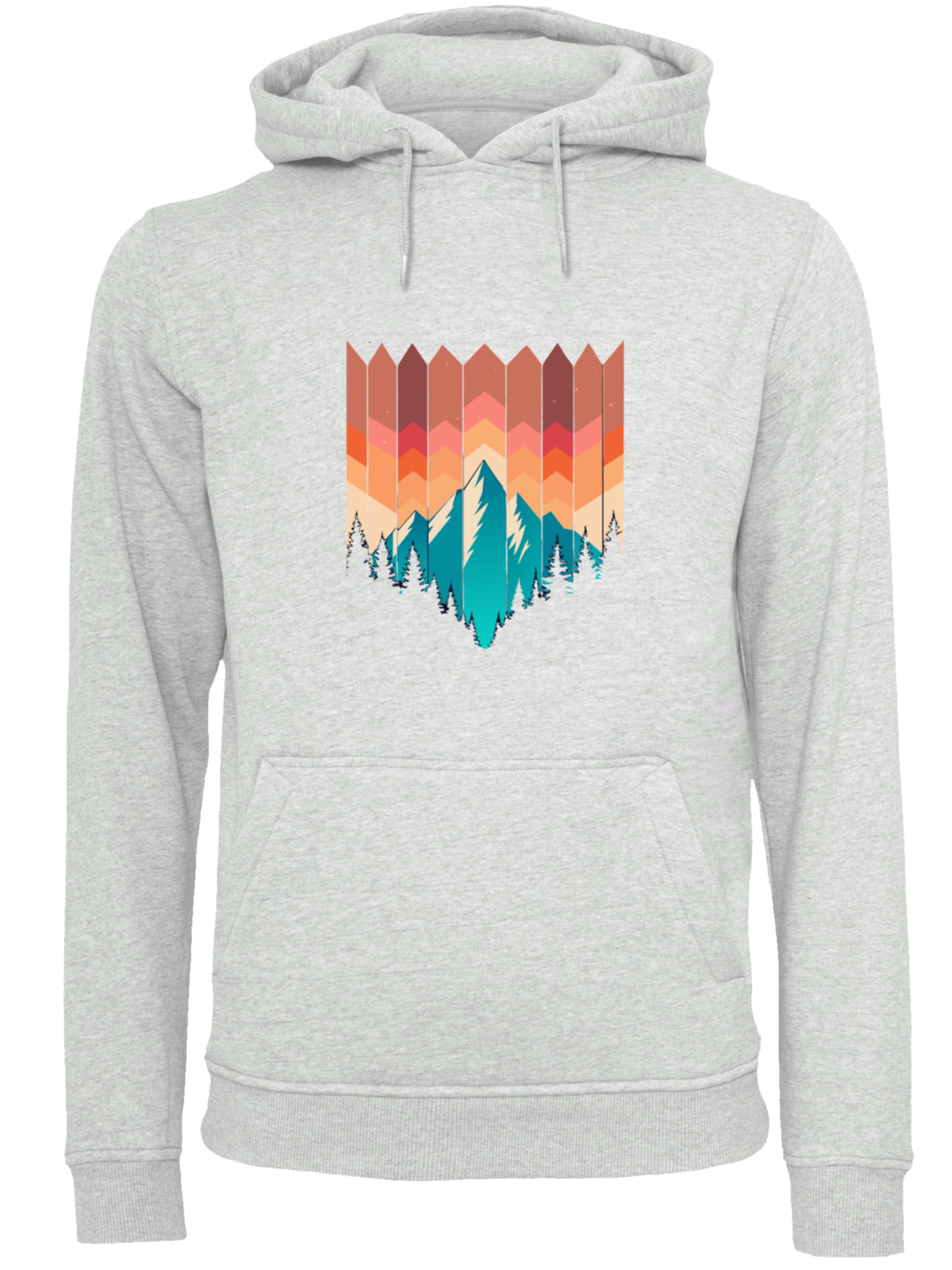 F4NT4STIC Sweatshirt 'Berg Sonnenuntergang Geometrisch' in Grau: Vorderseite