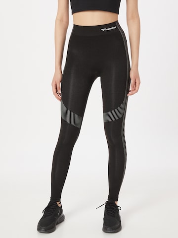 Skinny Pantalon de sport Hummel en noir : devant