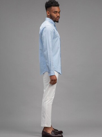 Laurent Vergne Slim fit Button Up Shirt 'Brive - Linnen Cotton Shirt - Light Blue' in Blue