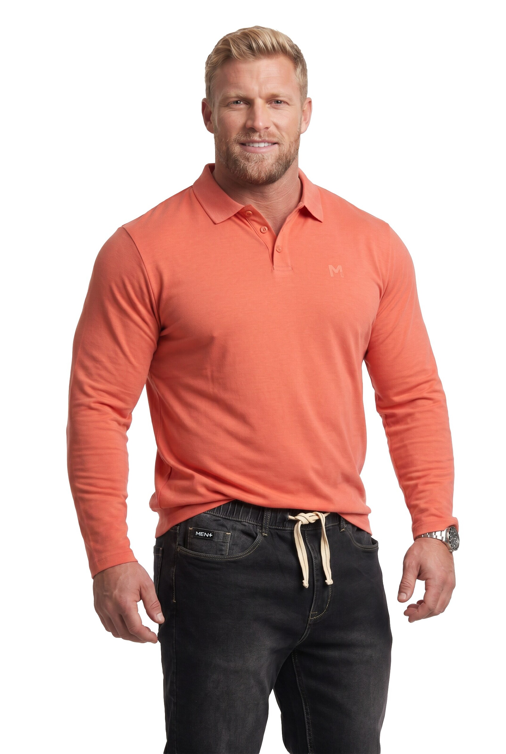 Men Plus Shirt in Orange: front
