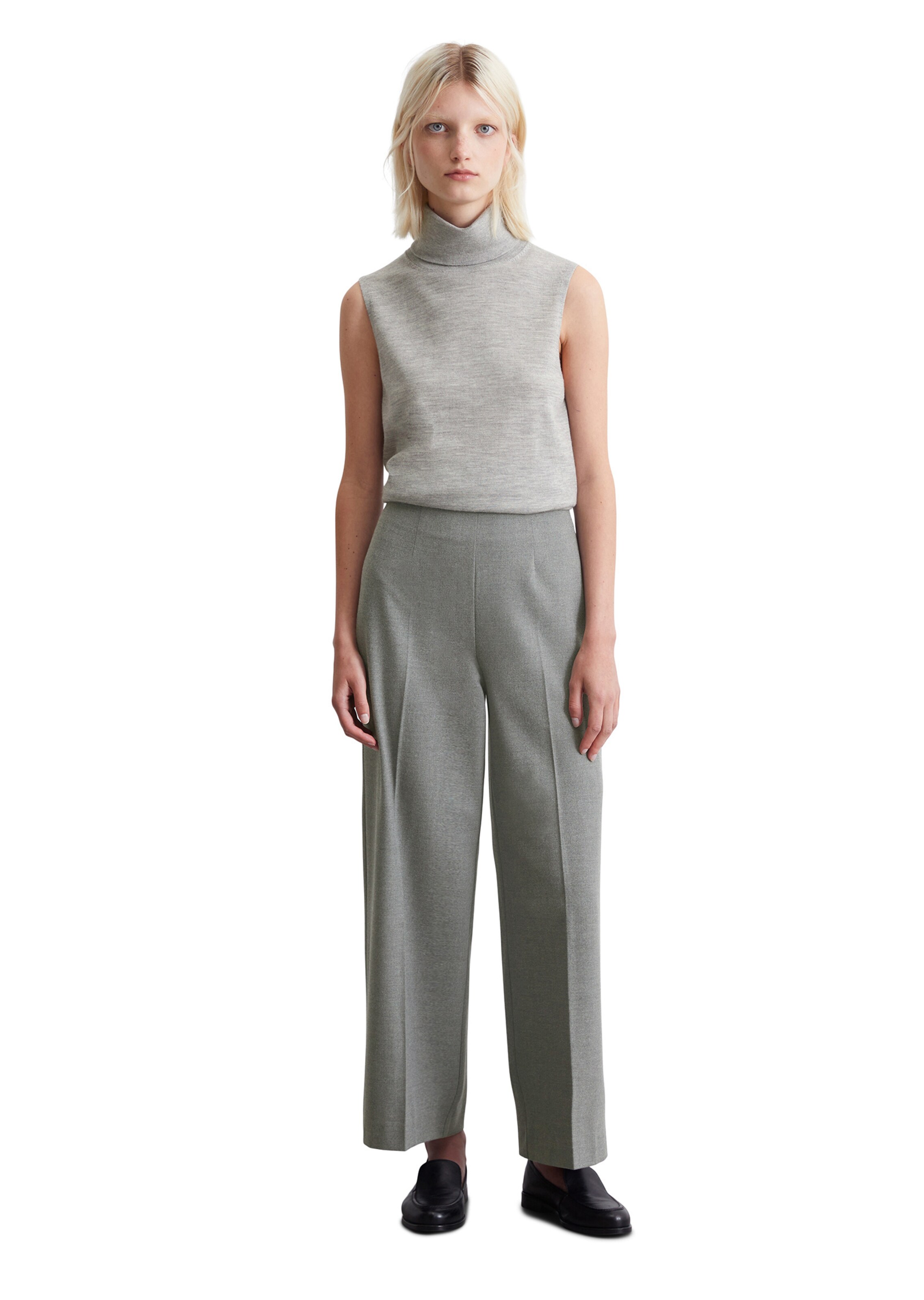 Marc O'Polo Široke hlačnice Hlače | siva barva