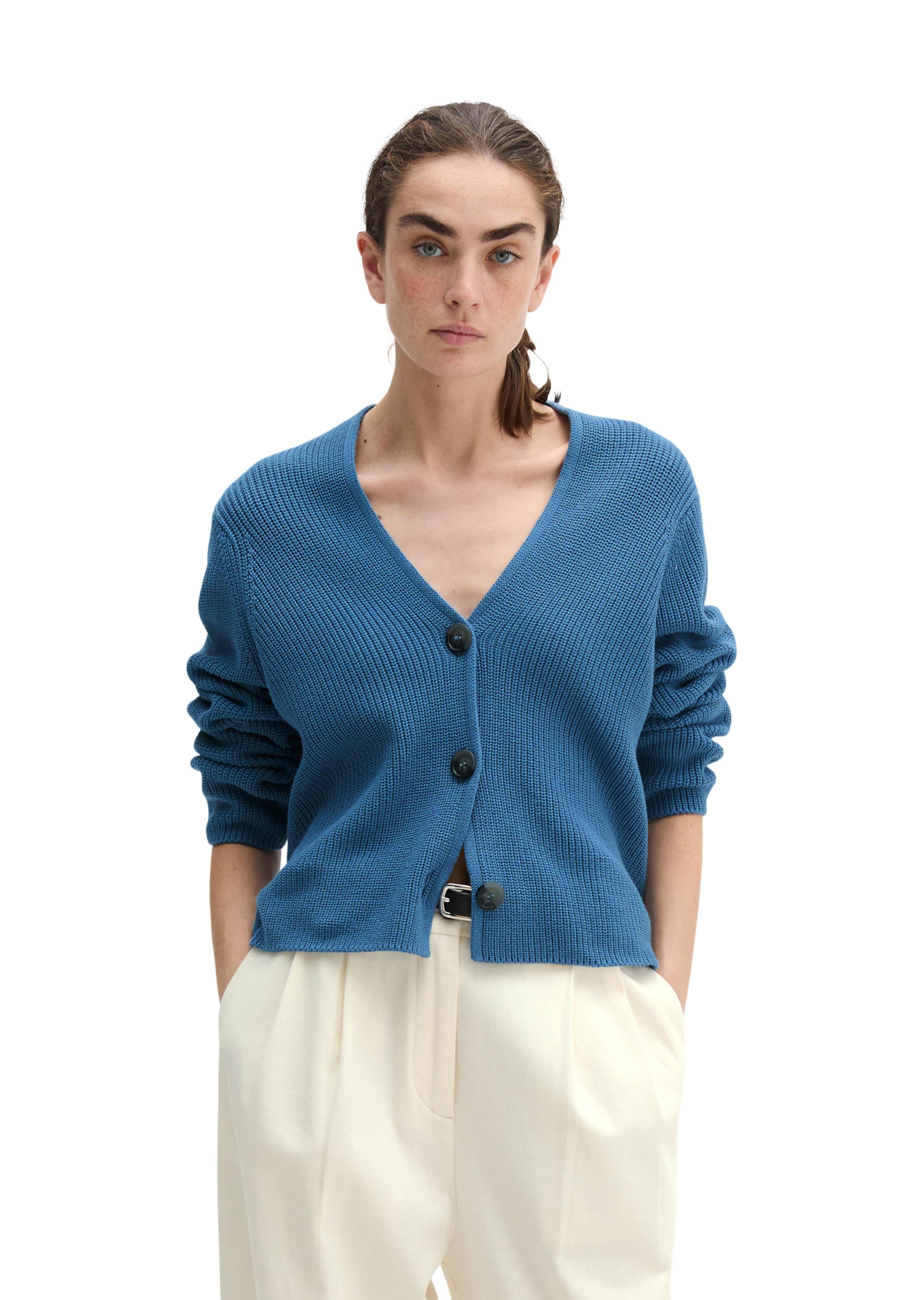 Marc O'Polo Gebreid vest in Blauw: voorkant