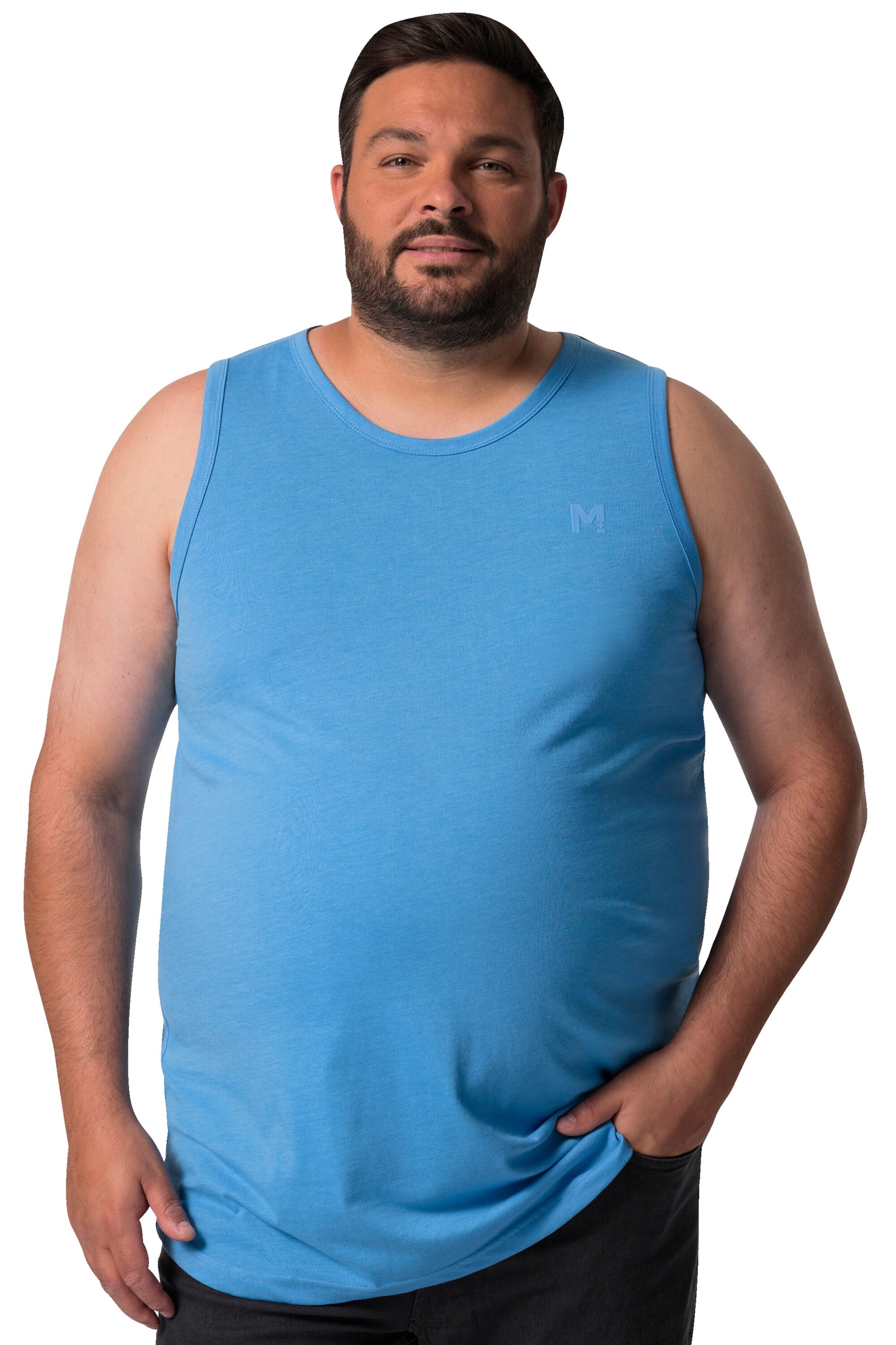 Men Plus Tank Top in Blau: Vorderseite