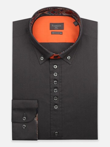 Slim fit Camicia 'Donatello Iconic Poplin Stretch Man Shirt Red' di 7Camicie in grigio: frontale