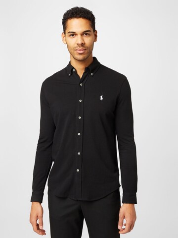 Polo Ralph Lauren Slim fit Overhemd in Zwart: voorkant