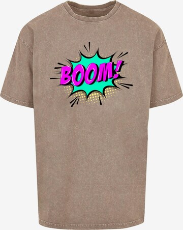 Merchcode Shirt 'Boom Comic' in Bruin: voorkant