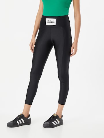 Skinny Leggings 'High Waist Label' de la ADIDAS ORIGINALS pe negru: față