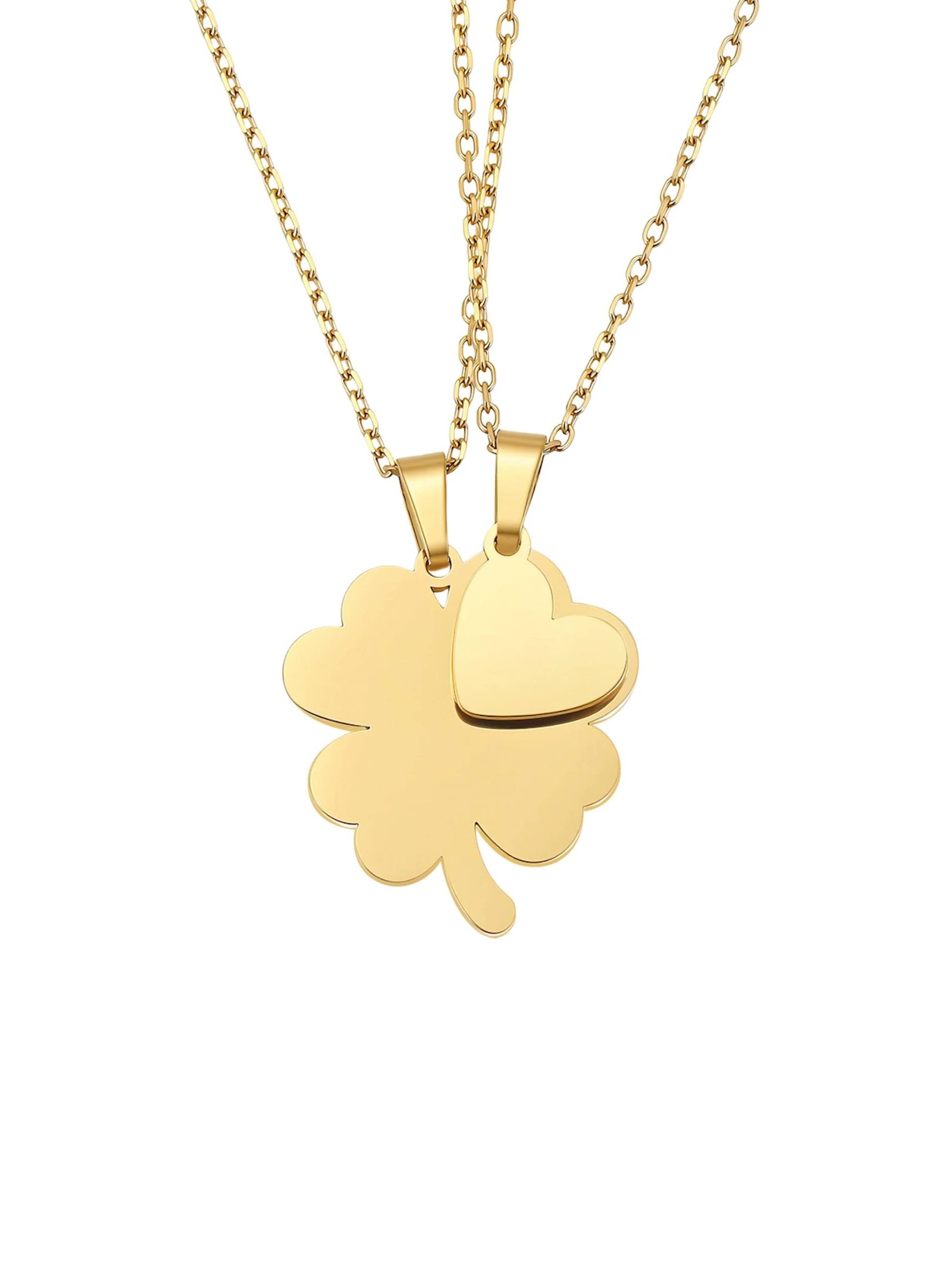Chaîne 'Interlocking Clover & Heart' Hey Happiness en or