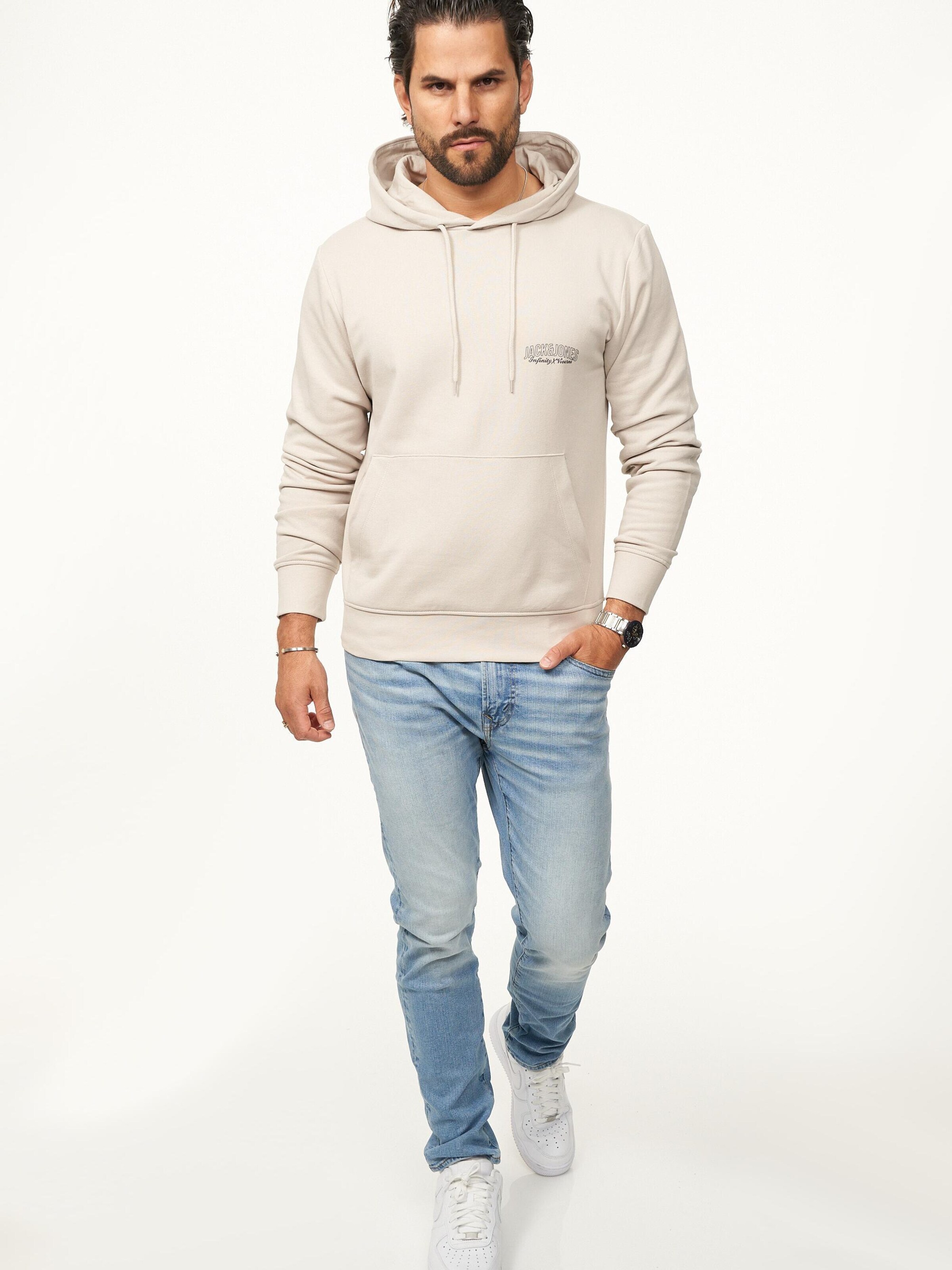 JACK & JONES Sweatshirt 'JJINFINITYHOOD' in Beige
