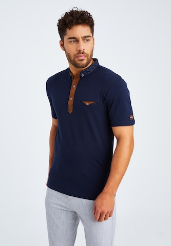 Leif Nelson T-Shirt Polo in Blau