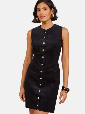 Robe-chemise love & roses en noir : devant