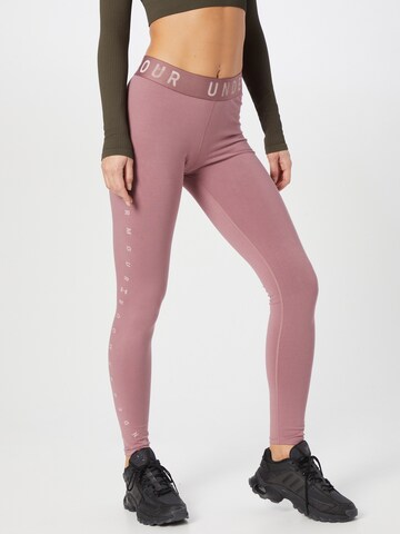 UNDER ARMOUR Skinny Workout Pants in Pink: front