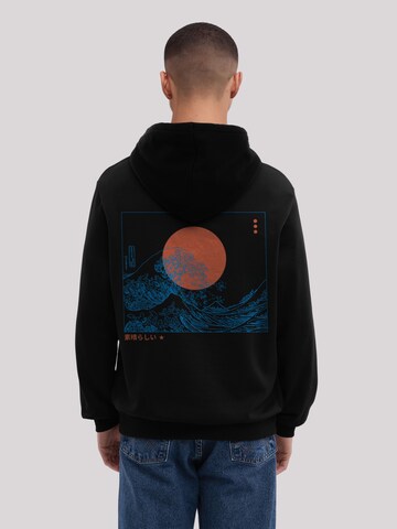 F4NT4STIC Sweatshirt 'Kanagawa Welle Japan' in Zwart: voorkant