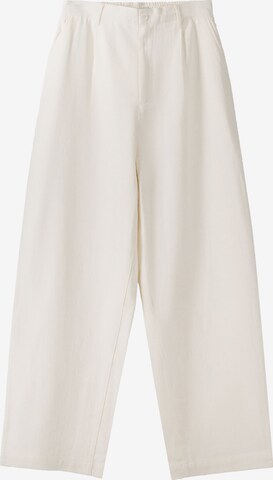 Bershka Bő szár Élére vasalt nadrágok - fehér: elől