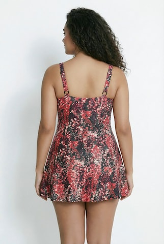 Ulla Popken Bandeau Swimsuit dress in Red
