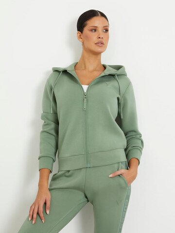 GUESS Athletic Zip-Up Hoodie 'ALLIE' in Green: front