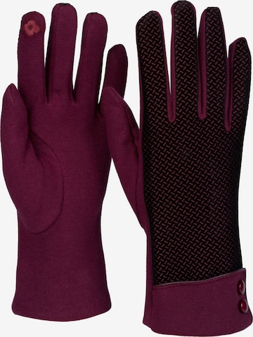 styleBREAKER Full finger gloves 'Touchscreen Handschuhe mit weichem Riffel Muster' in Red: front