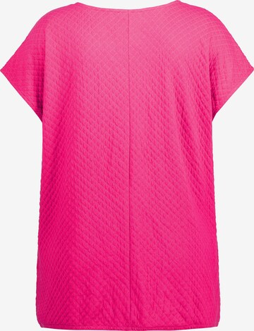 Ulla Popken Ulla Popken Damen große Größen Sweatshirt, Waffelstruktur, Oversized, Rundhals, Halbarm 806443 in Pink