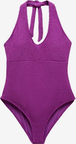 MANGO Triangle Swimsuit 'Costap' in Purple: front