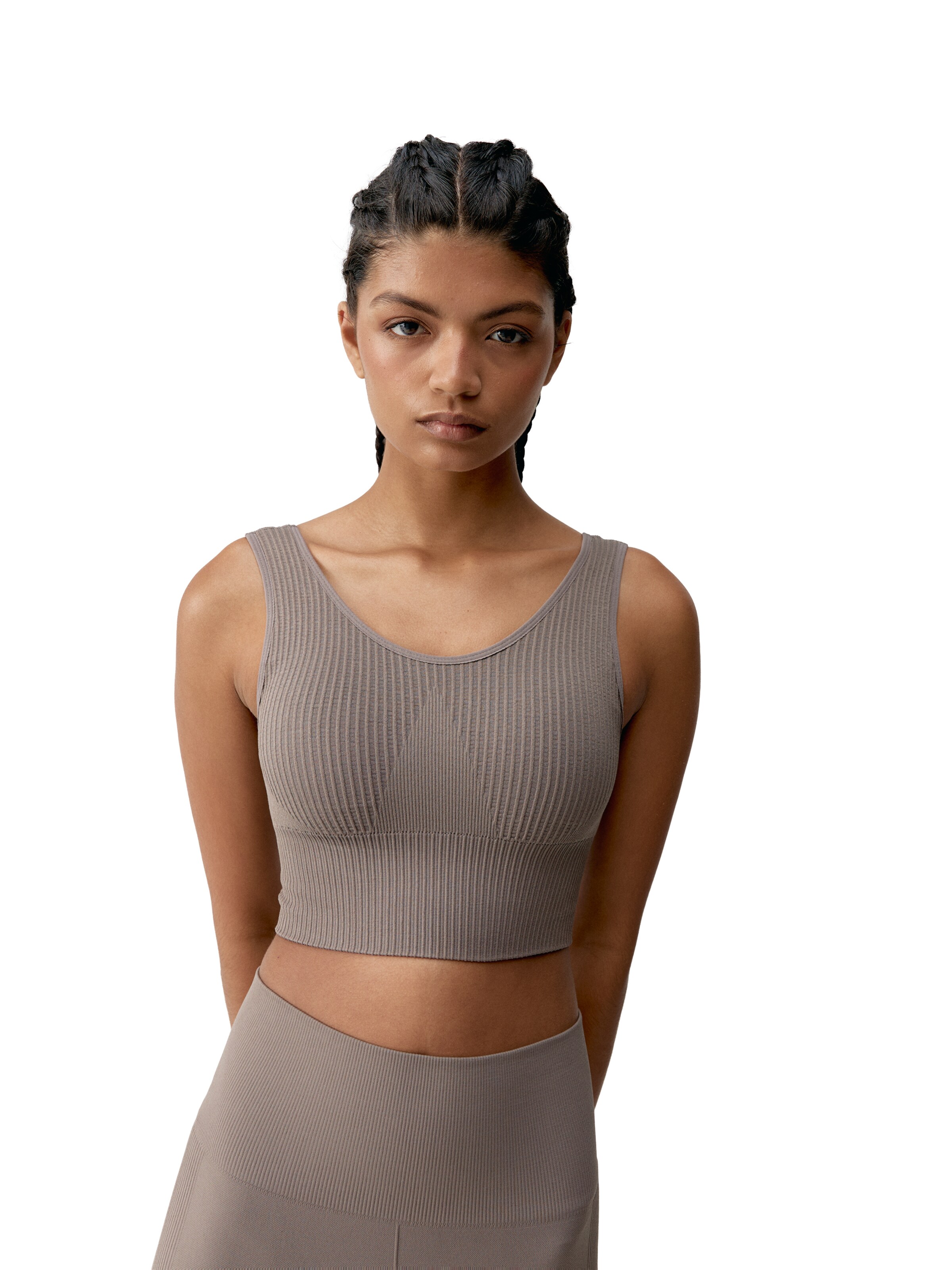 Born Living Yoga Sports top in Beige: front