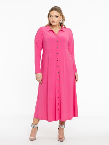 Yoek Shirt Dress in Pink: front