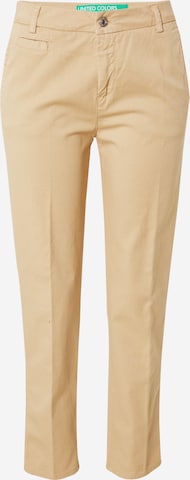 UNITED COLORS OF BENETTON Trousers with creases in Beige: front