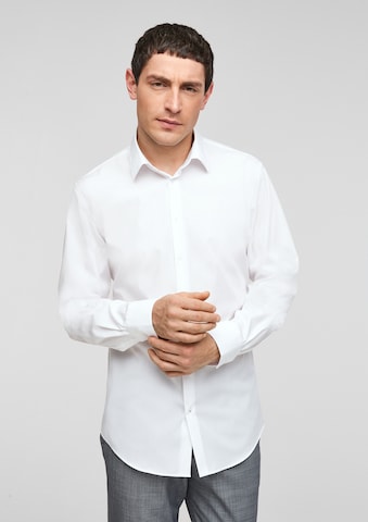 s.Oliver BLACK LABEL Slim fit Button Up Shirt in White: front