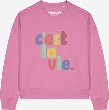 Felpa 'C'est la vie ' di Watapparel in rosa: frontale